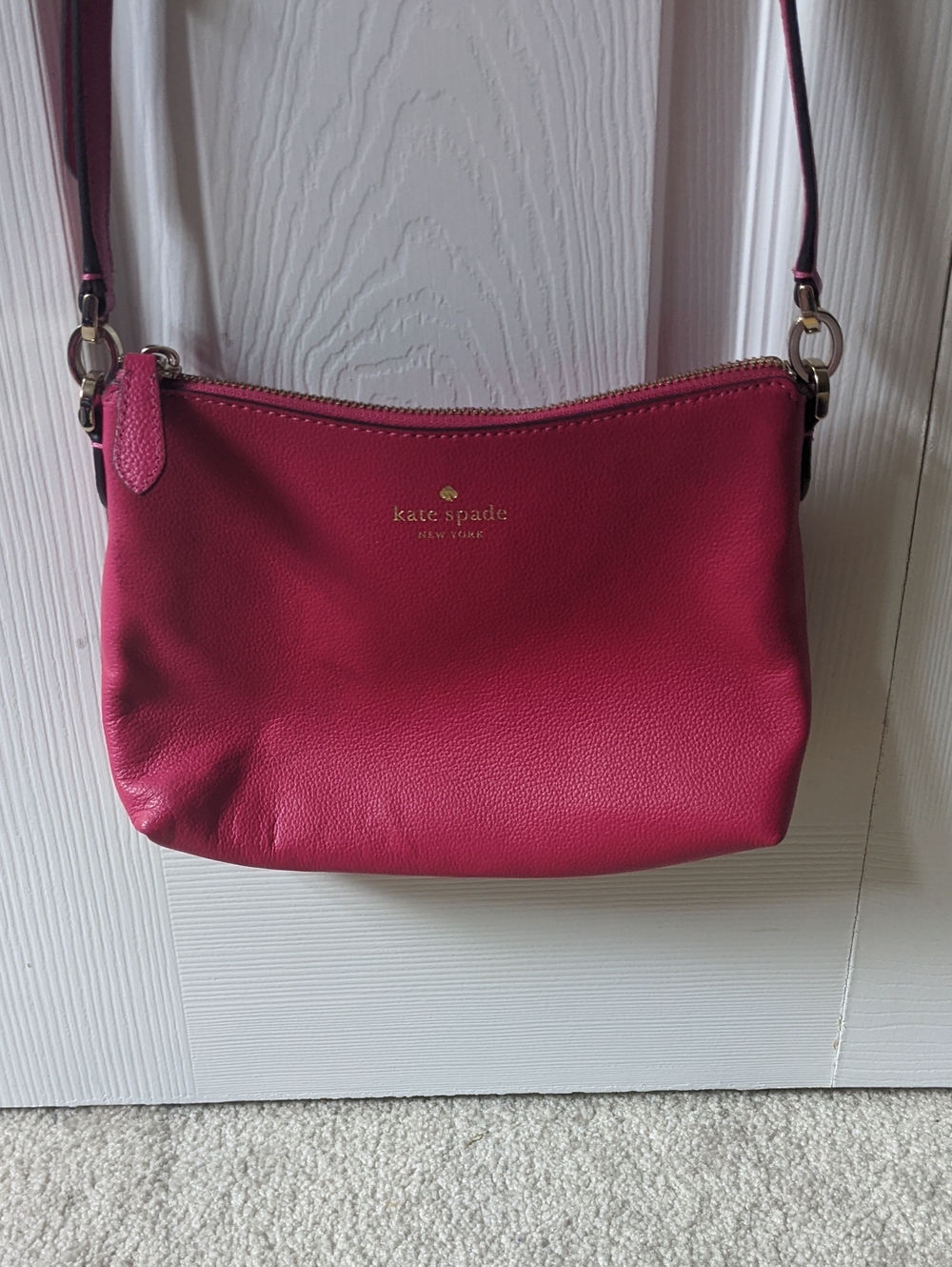Kate Spade Pink Pebbled Leather Crossbody with Gold Hardware